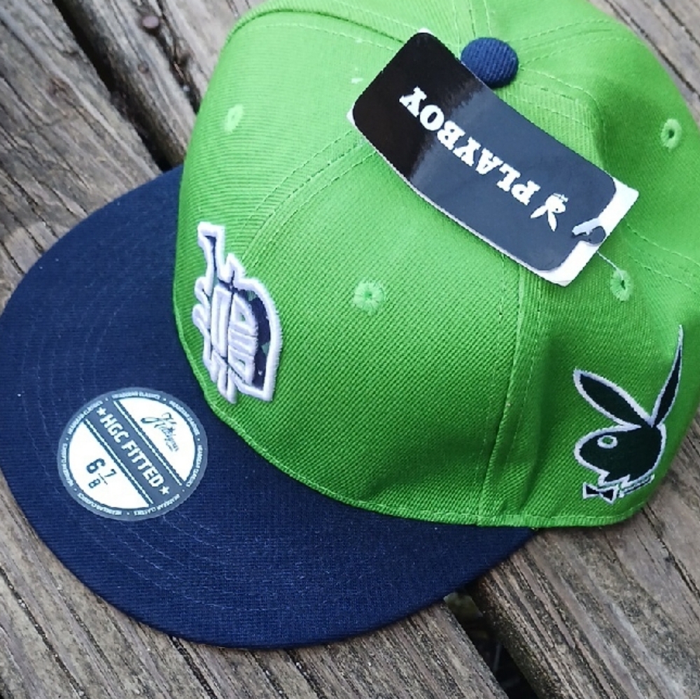 PLAYBOY Green and Navy Two-Tone Snapback Hat